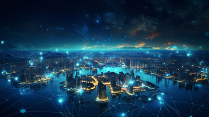 Wall Mural - global virtual internet 3d graphic
