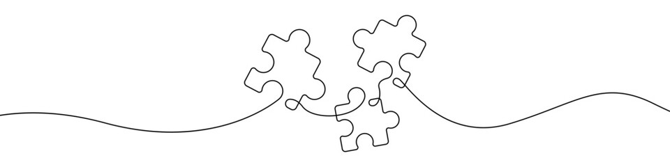 one line drawing puzzle vector. puzzle single line vector linear icon. puzzle game outline line desi