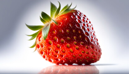 Wall Mural - Close-up of juicy strawberries on a light background.Generative AI