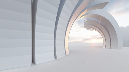 futuristic architecture background 3d render