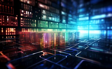 Wall Mural - visualization of programming languages connected to database in futuristic style background. generat