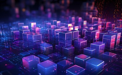 Wall Mural - visualization of programming languages connected to database in futuristic style background. generat
