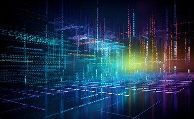 Wall Mural - visualization of programming languages connected to database in futuristic style background. generat