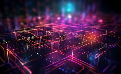 Wall Mural - visualization of programming languages connected to database in futuristic style background. generat