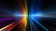 abstract rainbow spectrum glowing paralel lines on dark background, generative, ai