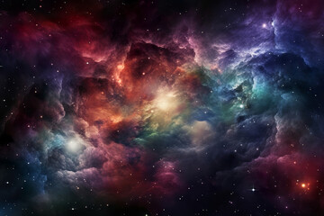 Wall Mural - colorful space galaxy, supernova nebula background, generative ai
