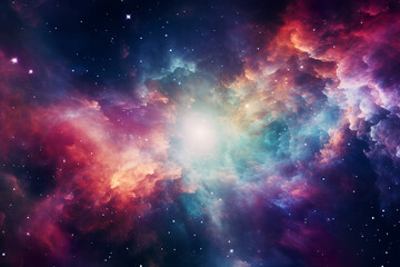 Wall Mural - colorful space galaxy, supernova nebula background, generative ai