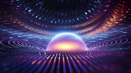 Wall Mural - abstract colorful spectrum background with waves and 3d glowing glass shapes as abstraction backdrop