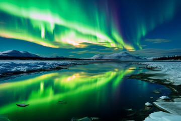 Wall Mural - Northern lights. Generative AI.