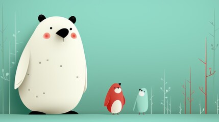 Sticker - A polar bear standing next to a small penguin. Generative AI image.