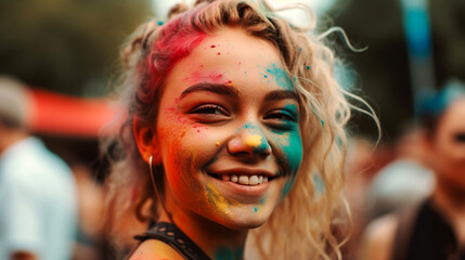 Sticker - party girl having fun at festival