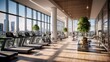 © Damian Sobczyk - Fully equipped gym with floor to ceiling windows, offering panoramic views while working out. Incorporate modern exercise equipment, a yoga studio, and a refreshing juice bar