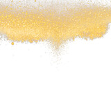 Fototapeta  - Explosion metallic gold glitter sparkle. Golden Glitter powder spark blink celebrate, blur foil explode in air, fly throw gold glitters particle. Black background isolated, selective focus Blur bokeh