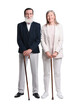 © New Africa - Senior man and woman with walking canes on white background