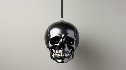 Canvas Print - A skull hanging from a string on a wall. Generative AI image.