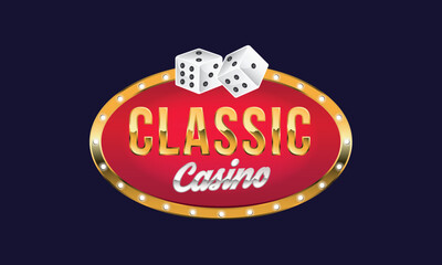 Wall Mural - casino sign, logo. casino logo with dice icons. gamble, casino, slots design. vector illustration