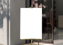White Board, Welcome Sign, Seating Chart Mockup , Outdoors. Greeting Template With Clipping Path. 3D Rendering