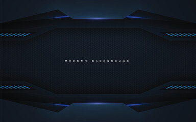 Wall Mural - black technology background with blue lamp light decoration