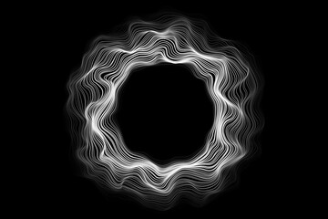 Poster - Abstract circle lines wave white isolated on black background. Vector in concept technology, science, music, modern.
