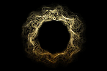 Abstract circle lines wave gold gradient light isolated on black background. Vector in concept luxury, technology, science, music, modern.
