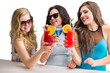 Digital png photo of caucasian female friends holding cocktails on transparent background