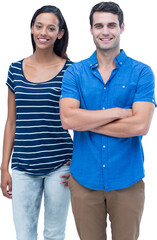 Sticker - Digital png photo of diverse couple smiling on transparent background