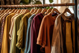 Fototapeta Przestrzenne - clothes on hangers in shop