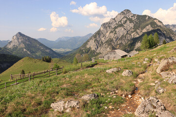 Wall Mural - Alpenidylle im Salzkammergut; Sparber (1502m) und Rinnkogel (1823m) von der Retteneggalm gesehen