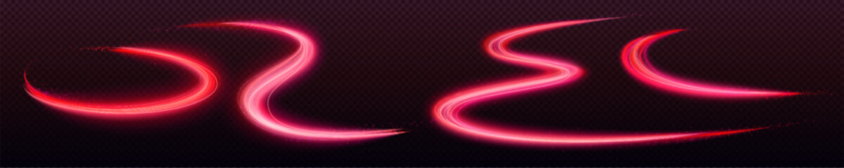 Wall Mural - pink speed line and neon light swirl vector effect. magic abstract energy wave motion with sparkle g