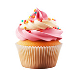 cupcake with icing on transparent background Remove png created with Generative AI, Clipping Path