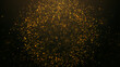 Gold particles abstract background with shining golden particle stars circle dust.
Beautiful futuristic glittering in space on black background.