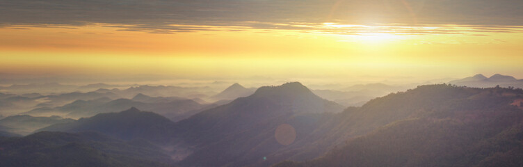 Wall Mural - mountain and sunrise panorama aerial view