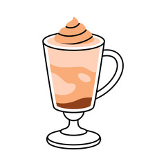 Wall Mural - Coffee Aromatic Drink Poured in Glass with Cream Vector Illustration