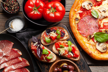 Poster - Italian cuisine. Pizza and toasts