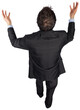 © vectorfusionart - Digital png photo of back view of caucasian businessman with hands up on transparent background