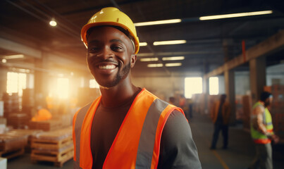 An industry worker portrait at workplace, exceptional industrial job occupation