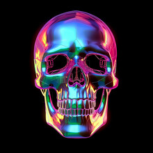 Holographic Human Skull , 3d Render