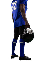 Wall Mural - Digital png photo of african american american football player with helmet on transparent background