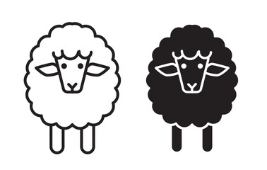 simple black sheep icon set in fill and outline style.