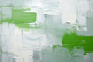 Wall Mural - Closeup of abstract rough green and grey colored art painting texture, with oil brushstroke, pallet knife paint on canvas Generative AI