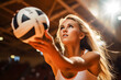 blonde woman volleyball player ready to serve ai generated art