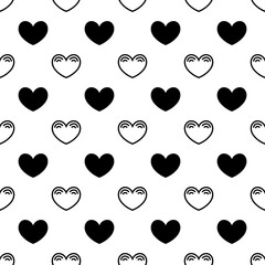 Sticker - Black hearts seamless pattern. Vector illustration