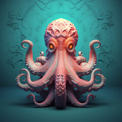 Canvas Print - 3D illustration of an octopus shape