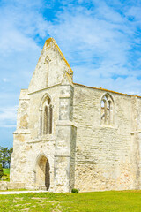 Wall Mural - Restored ruins of the nave and walls of Abbaye des Chateliers, a Gothic-style Cistercian abbey