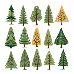 Wall Mural - Hand drawn Christmas tree collection vector
