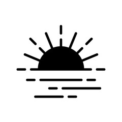 Wall Mural - Sunset black icon. Vector glyph on white background. Best for mobile apps and web design.