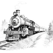 Steam Vintage Train Chugging Along Ai Generated
