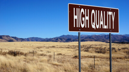 High quality word on road sign and blue sky