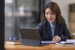 © David - Excited asian woman sit at desk feel euphoric win online lottery, happy asian woman overjoyed get mail at tablet being promoted at work, biracial girl amazed read good news at computer