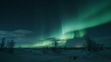 Poster - aurora borealis in the mountains